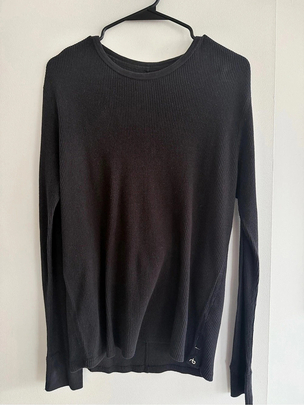 rag & bone Ribbed Long Sleeve Shirt in Black Size Medium